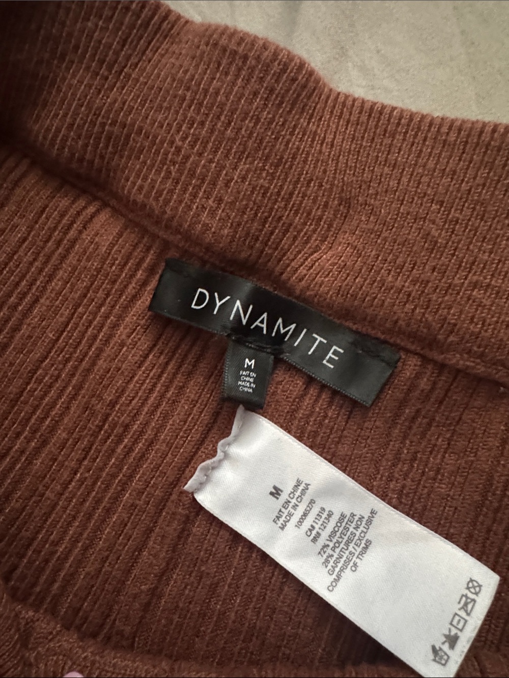 Dynamite Ribbed Knit pant in Chestnut Brown - Picture 2 of 2